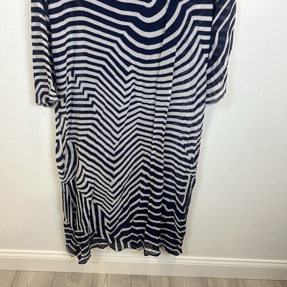 Soft Surroundings Size Large Deco Dress Blue White Striped W/ Slip Lining 2DC89 - Picture 3 of 11
